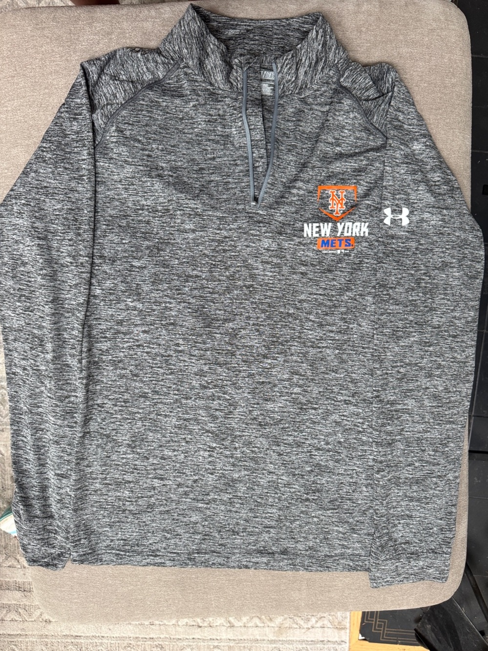 Under Armour Gray New York Mets Heathered Quarter-Zip Pullover